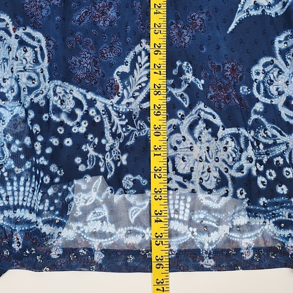 Wanted Clothing Co Vintage Floral Mesh Maxi Skirt Rhinestone Navy Blue Boho S - Picture 11 of 11